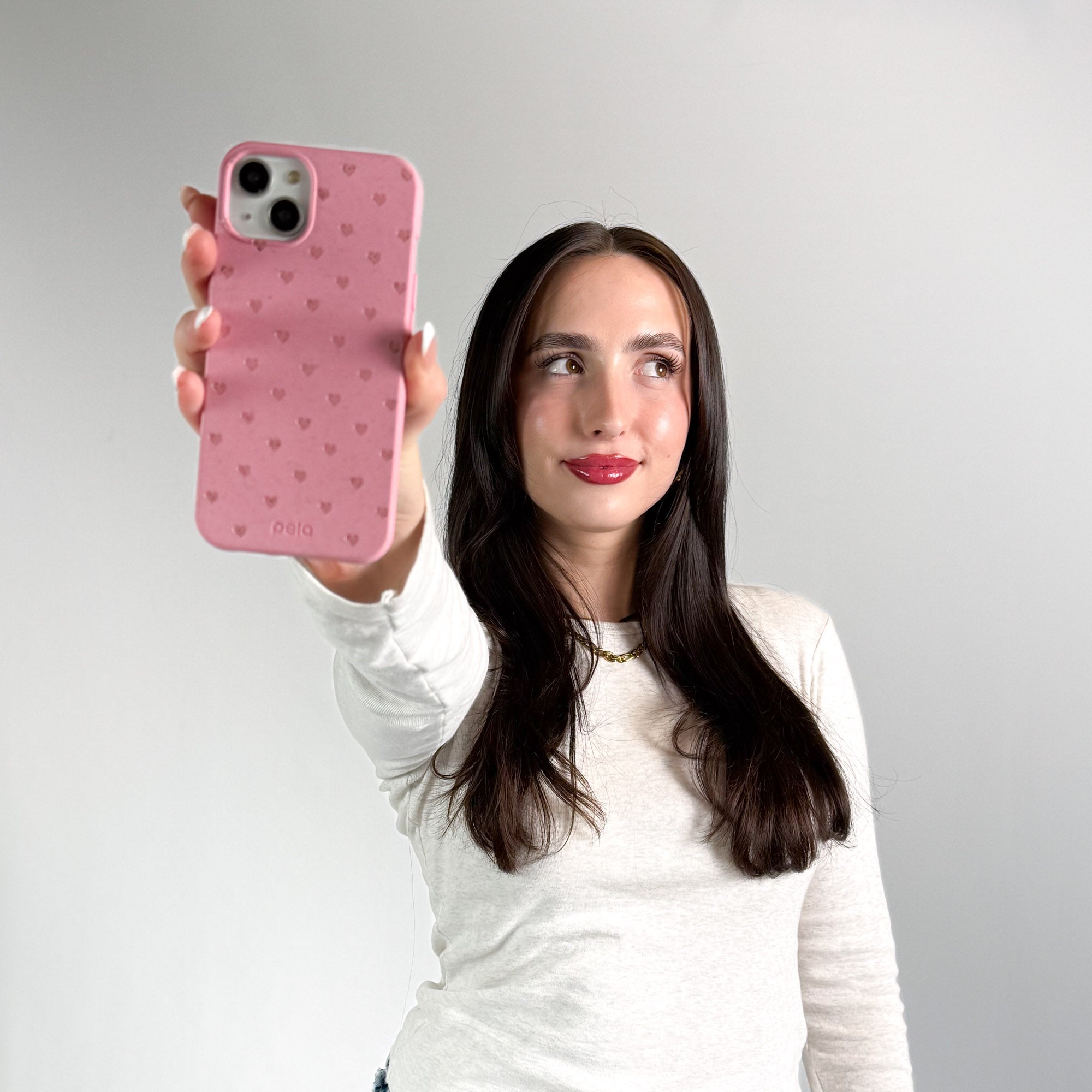 Bubblegum Pink Hearts iPhone 13 Mini Case - image 2