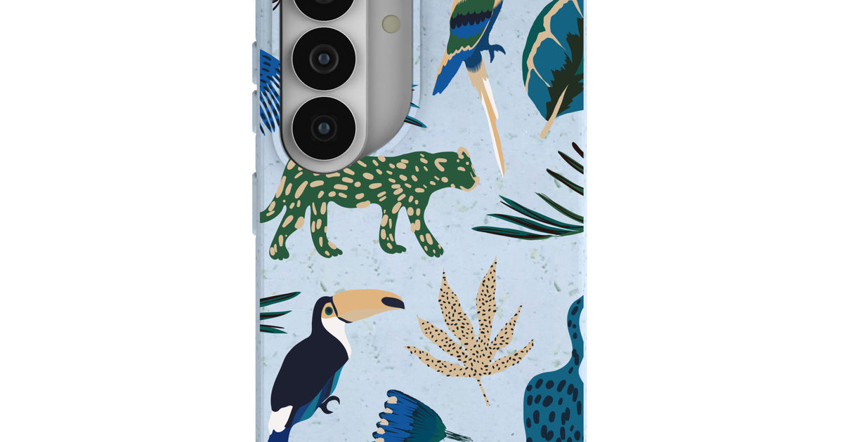 Powder Blue Tropical Rainforest Samsung Galaxy S26 Case – Pela Case