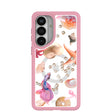 Coque transparente Aqua Dreams pour Samsung Galaxy S26+ (Plus) avec bordure rose pétale (chargement magnétique inclus)