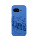Coque Google Pixel 9a bleu électrique motif ski de randonnée