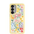 Coque transparente pour Samsung Galaxy S26+ (Plus) avec motif floral et bordure effet rayon de soleil (charge magnétique incluse)