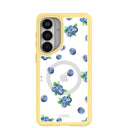 Coque transparente pour Samsung Galaxy S26+ (Plus) motif myrtille avec bordure Sunbeam (chargement magnétique inclus) 