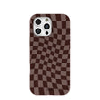 Coque pour iPhone 16 Pro Max à carreaux marron chocolat