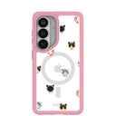 Étui transparent Cat Couture pour Samsung Galaxy S26 avec bordure rose pétale (chargement magnétique inclus)