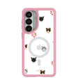 Étui transparent Cat Couture pour Samsung Galaxy S26+ (Plus) avec bordure rose pétale (chargement magnétique inclus)