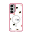 Étui transparent Cat Couture pour Samsung Galaxy S26+ (Plus) avec bordure rose pétale (chargement magnétique inclus)