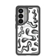 Coque transparente chromée à motifs pour Samsung Galaxy S26 avec bordure noire (chargeur magnétique inclus)