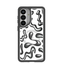 Coque transparente chromée à motifs pour Samsung Galaxy S26+ (Plus) avec bordure noire (charge magnétique incluse)