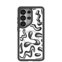 Coque transparente chromée à motifs pour Samsung Galaxy S26 Ultra avec bordure noire (charge magnétique incluse)