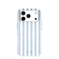 Coque iPhone 17 Pro Rayures Nuage Bleu Poudré