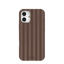 Coque iPhone 16 Plus à rayures chocolat marron cacao