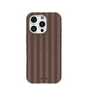 Coque iPhone 16 Pro à rayures chocolat marron cacao