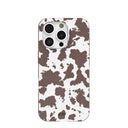 Coque iPhone 16 Pro Couture Motif Vache Brun Chocolat