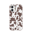 Coque iPhone 16 Couture Vache Brun Chocolat