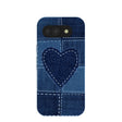 Coque Google Pixel 10a en denim bleu poudré avec cœur