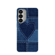 Coque Samsung Galaxy S26+ (Plus) en denim bleu poudré avec motif cœur