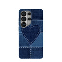 Coque Samsung Galaxy S26 Ultra en denim bleu poudré avec cœur