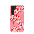Coque Samsung Galaxy S25 rose bonbon à motif cerises