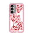 Coque transparente Dicey Cherries pour Samsung Galaxy S26+(Plus) avec bordure rose pétale (chargement magnétique inclus)
