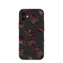 Coque iPhone 12 Mini à motif de boutons de roses séchés noirs