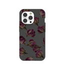 Coque iPhone 14 Pro à motif de boutons de roses séchés noirs