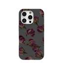 Coque iPhone 16 Pro à motif de boutons de roses séchés noirs