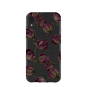 Coque iPhone XR à boutons de roses séchés noirs