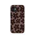 Coque iPhone 12 Mini à motif fleurs terreuses marron chocolat
