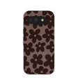 Coque Google Pixel 10a marron chocolat aux fleurs terreuses