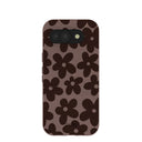 Coque Google Pixel 10a marron chocolat aux fleurs terreuses