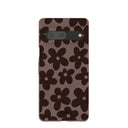 Coque Google Pixel 7 à motif fleurs terreuses marron chocolat