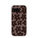 Coque Google Pixel 9a à motif fleurs terreuses marron chocolat