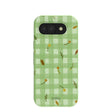 Coque Google Pixel 10a à carreaux vichy vert sauge d'automne