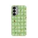 Coque Samsung Galaxy S26+ (Plus) à motif vichy vert sauge automnal