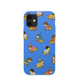 Coque iPhone 12 Mini Motif Grenouilles Bleu Électrique