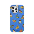 Coque iPhone 15 Pro Motif Grenouilles Bleu Électrique