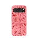 Coque Google Pixel 10 Pro XL rose bonbon, motif forêt festive