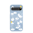 Coque Google Pixel 9 Pro XL à fleurs duveteuses bleu poudre