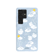 Coque Samsung Galaxy S25 Ultra à fleurs duveteuses bleu poudré