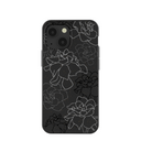 Coque iPhone 13 Mini à motifs de gardénias noirs