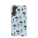 Coque Samsung Galaxy S23+ (Plus) bleu poudré avec motif jardinière