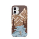 Coque iPhone 16 « Gone Fishing » marron chocolat