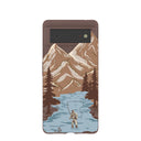 Coque Google Pixel 6 marron chocolat à motif « Gone Fishing »