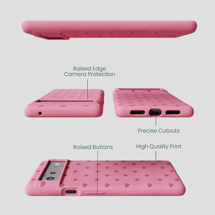 Bubblegum Pink Hearts Google Pixel 6 Case