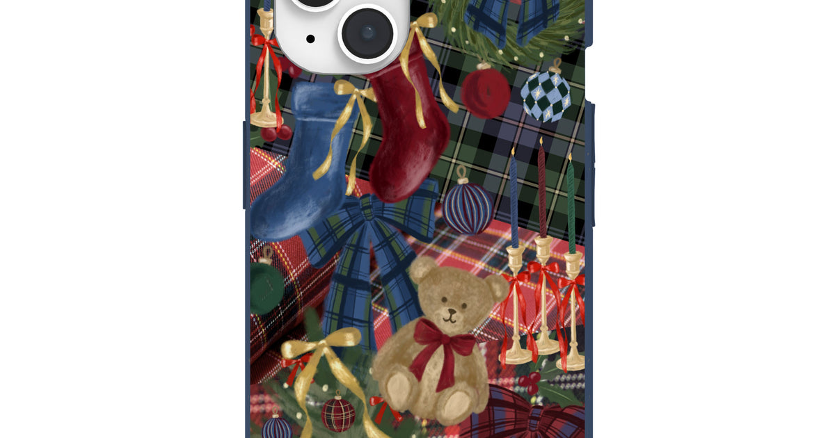 Case Autocad Navy Blue Holiday Plaids iPhone 15 Case – Pela Case