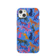 Coque iPhone 15 Plus motif chat de la jungle bleu électrique