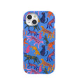 Coque iPhone 15 Chat de la jungle bleu électrique