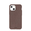 Coque iPhone 13 Mini à motif feuilles marron chocolat