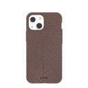 Coque iPhone 13 Mini à motif feuilles marron chocolat