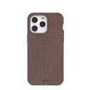 Coque iPhone 14 Pro Max à motif feuilles marron chocolat